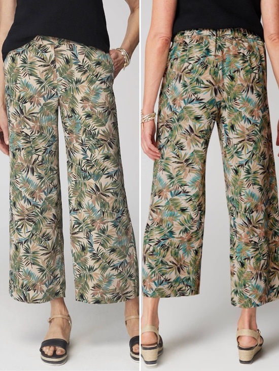 J. Jill Pants - J.JILL Women Size XL Oatmeal Layered Palms Wearever Easy-Care Wide-Leg Crop Pant